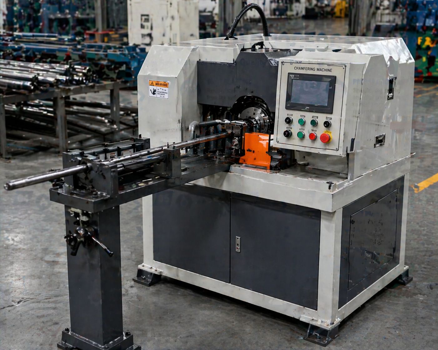 Chamfering Machine processing bar ends for clean finish